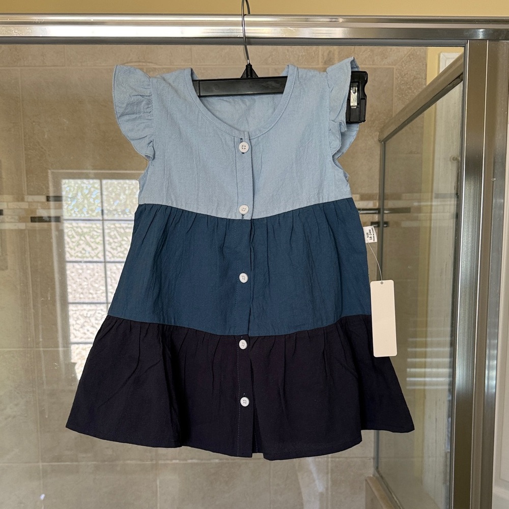 SHEIN Girls' Tiered Button-Front Dress- Size 18-24 Months.